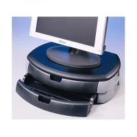 Podstavec pod monitor, se dvěma zásuvkami na kancelářské potřeby černý plast (1)