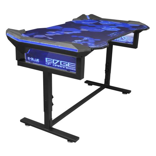 E-blue Herní stůl EGT004BK, 135x78,5cm, 72-91,2cm, RGB podsvícení, výškově nastavitelný,