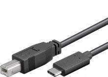 PREMIUMCORD USB-C/male - USB 2.0 B/male, černý,1m